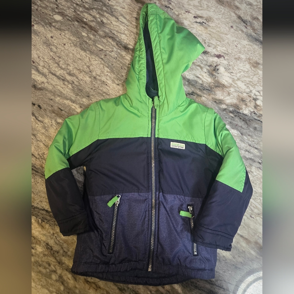 Carter's 4T Hooded Colorblock Winter Jacket - Green & Navy